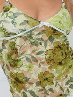 Floral Lace Sheer Spaghetti Strap V-neck Harajuku Crop Top image 2