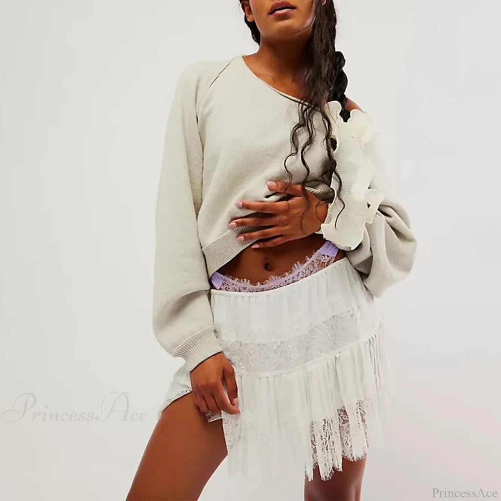 Floral Lace Tiered Slip Skirt image 5