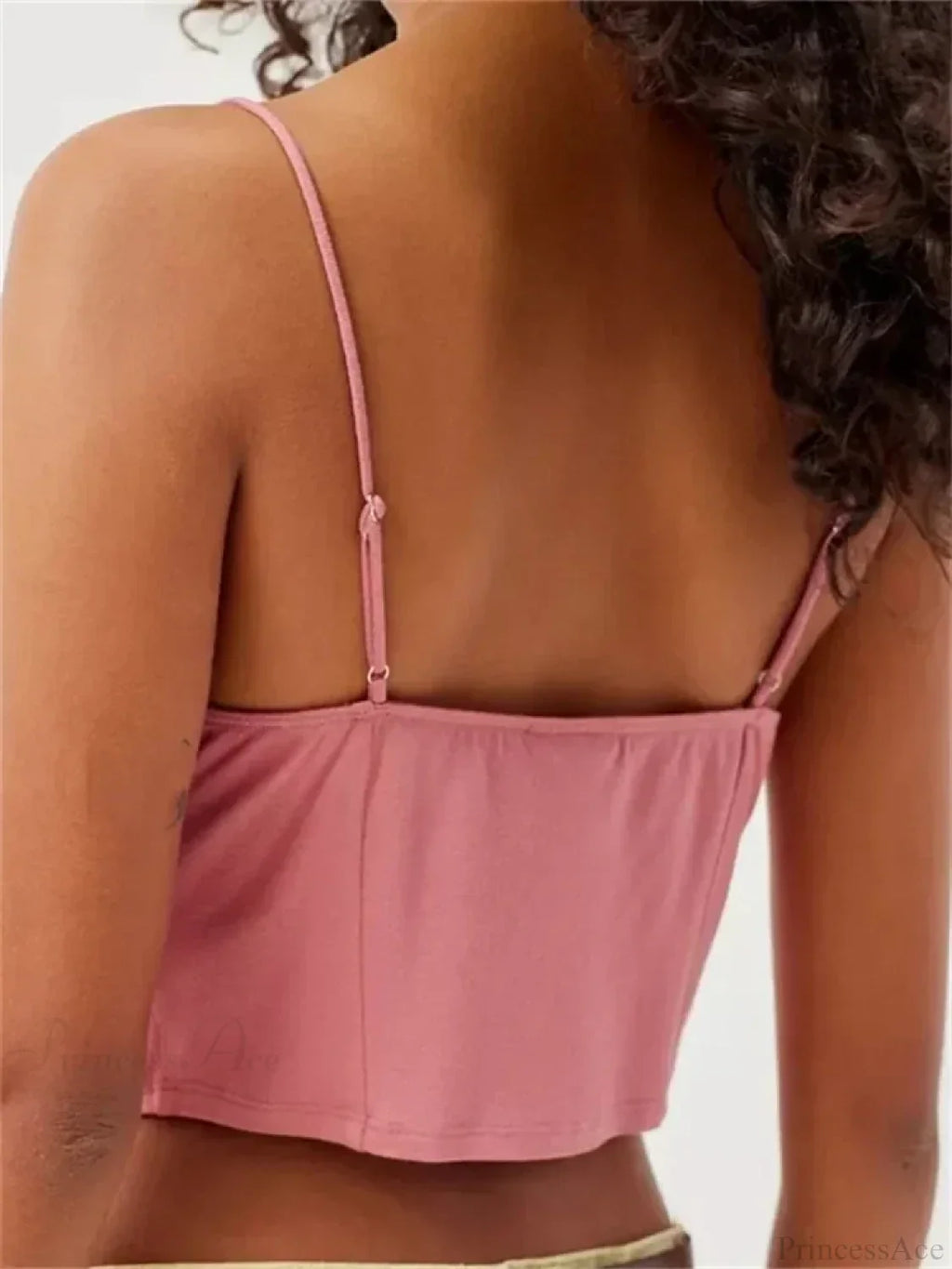 Floral Lace Trim Ruffle Split Strap Crop Top image 4