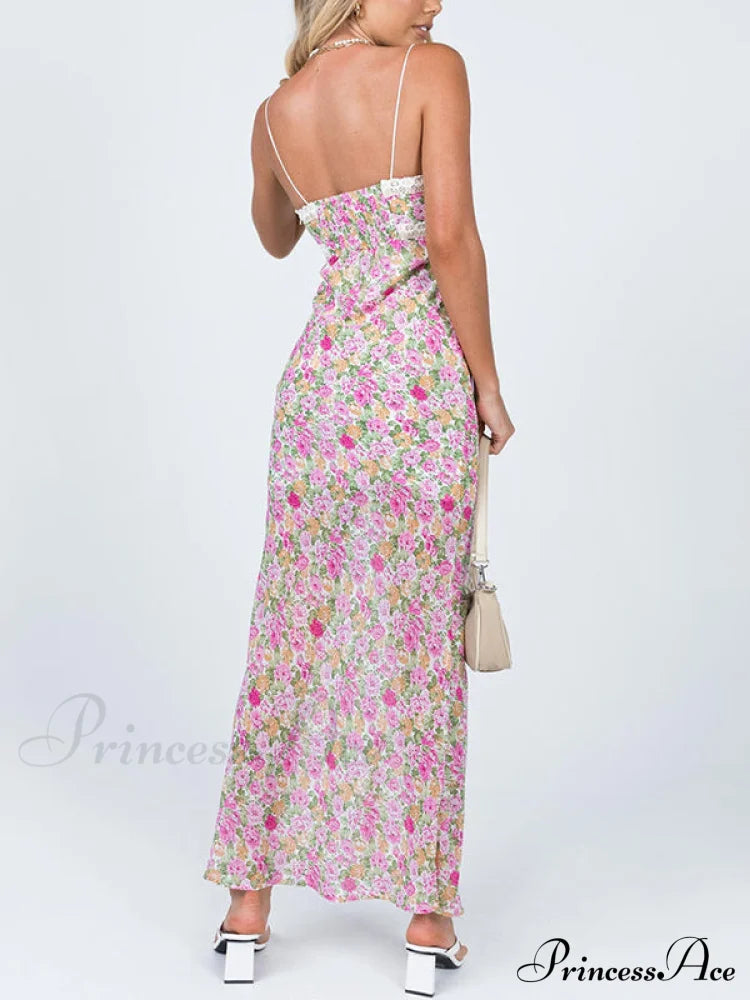 Floral Lace Trim Trendy Checkered Cropped Floral Dress image 3