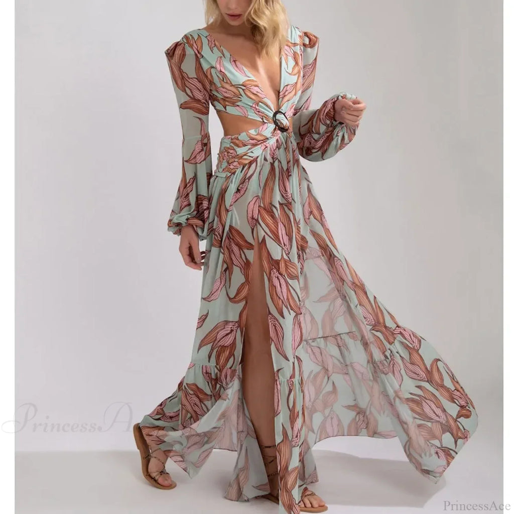 Floral Long Sleeve Beach Kimono Cover Up image 1