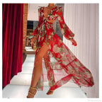Floral Long Sleeve Beach Kimono Cover Up image 2