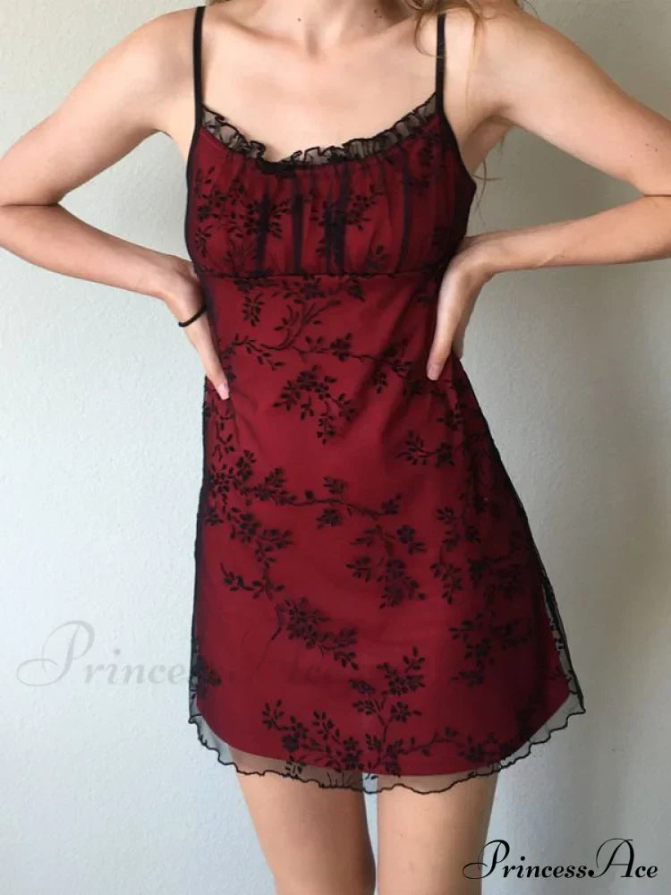 Elegant Lace Embroidered Spaghetti Mini Dress image 2