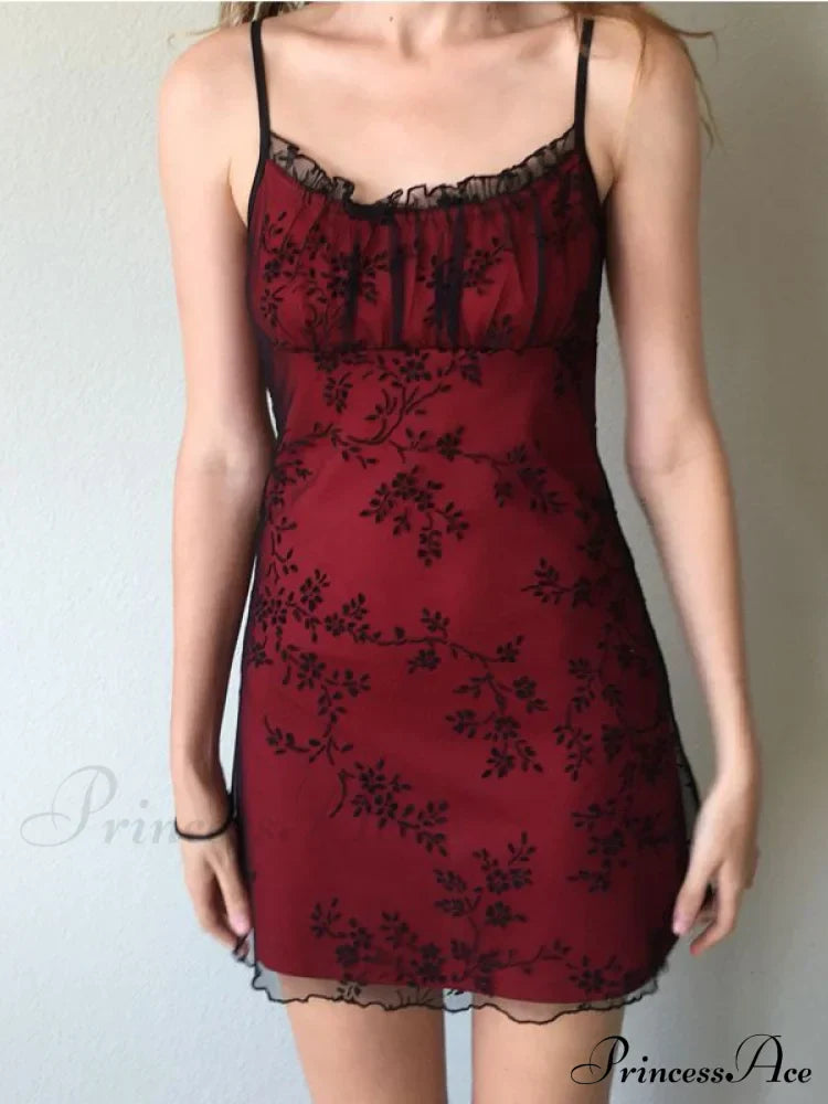 Elegant Lace Embroidered Spaghetti Mini Dress image 1