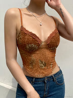 Floral Mesh Vintage Aesthetic Y2K Crop Top image 4