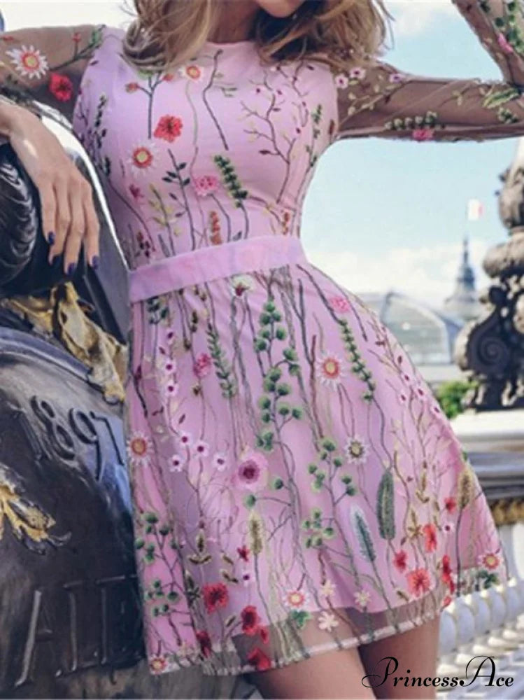 Floral Mini Dress with Long Sleeves image 1