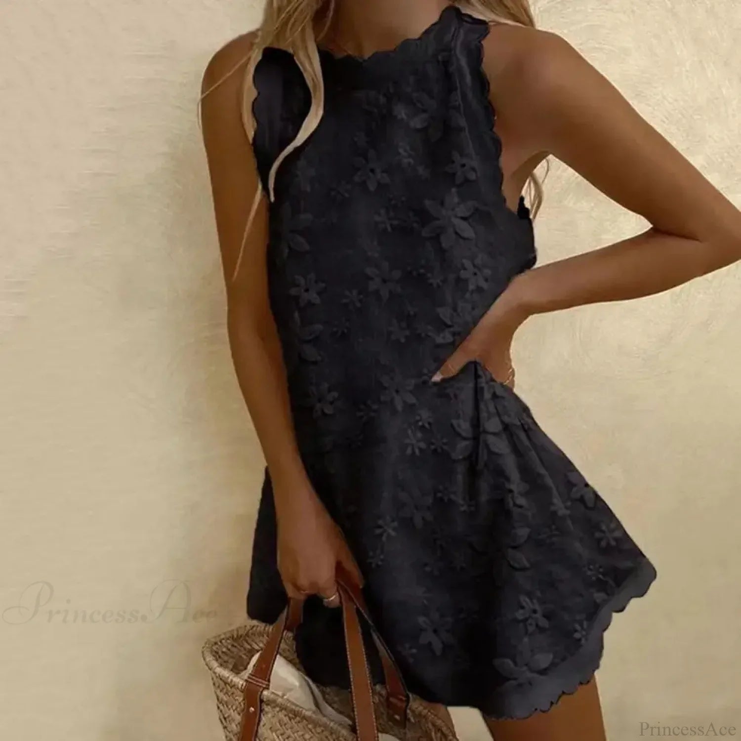 Floral Off-Shoulder Embroidery Loose Hem Floral Dress image 4