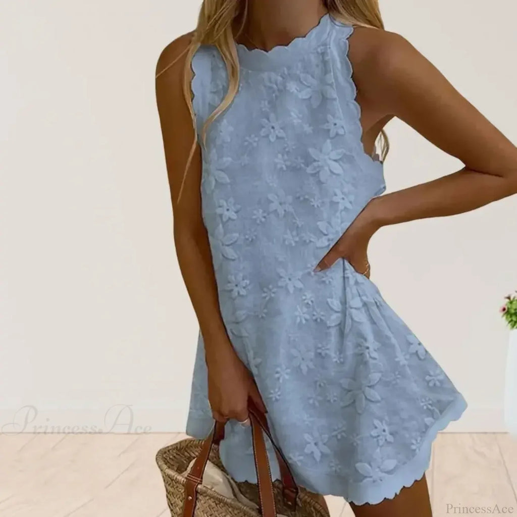 Floral Off-Shoulder Embroidery Loose Hem Floral Dress image 5
