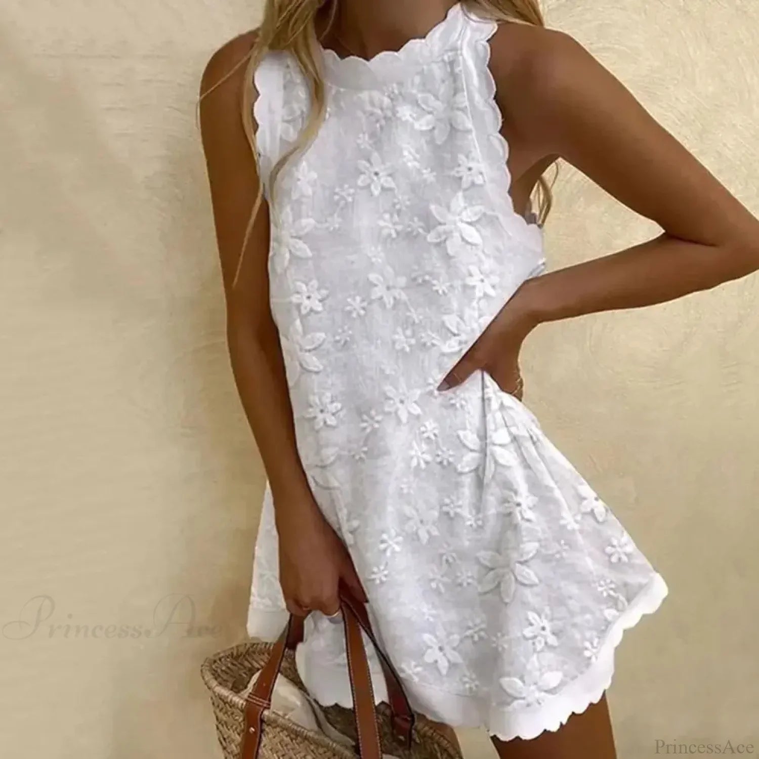 Floral Off-Shoulder Embroidery Loose Hem Floral Dress image 1
