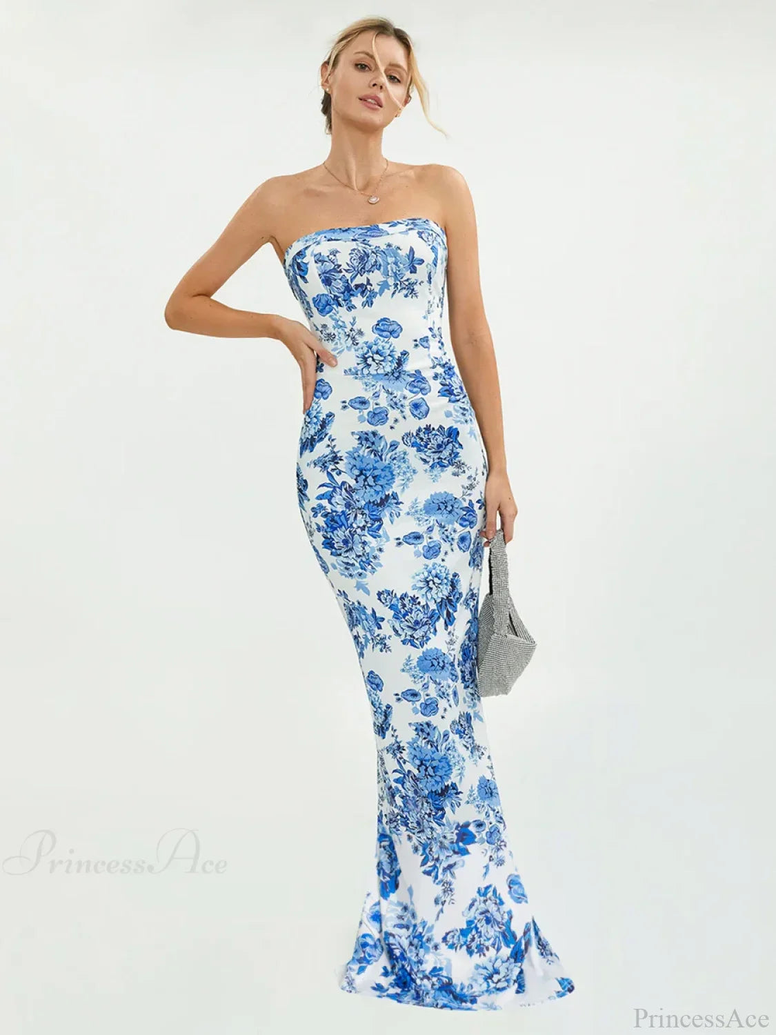 Floral Off-Shoulder Tube Bandeau Slit Bodycon Beach Holiday Floral Dress image 1