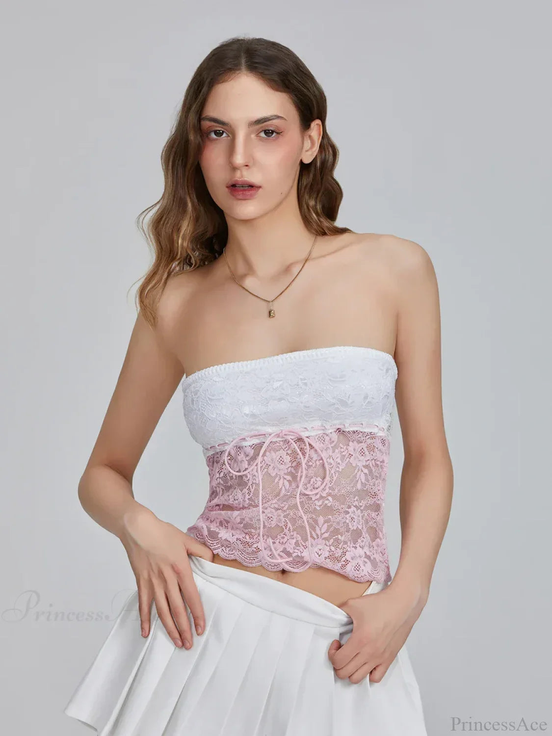 Floral Patchwork Bow Tie Front Off-shoulder Bandeau Top image 4