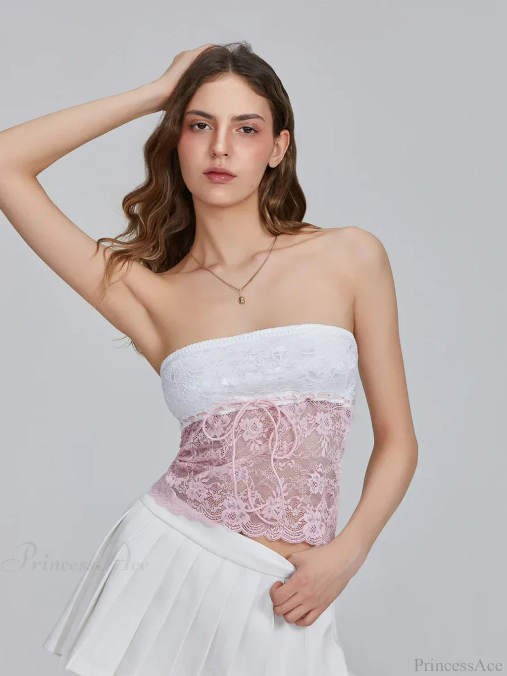 Floral Patchwork Bow Tie Front Off-shoulder Bandeau Top image 7