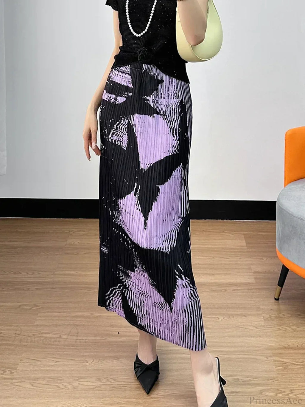 Floral Pleated Slimming High Waist Beach Comfort Skirt image 1