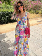 Floral Print A-line Backless Maxi Floral Dress image 3