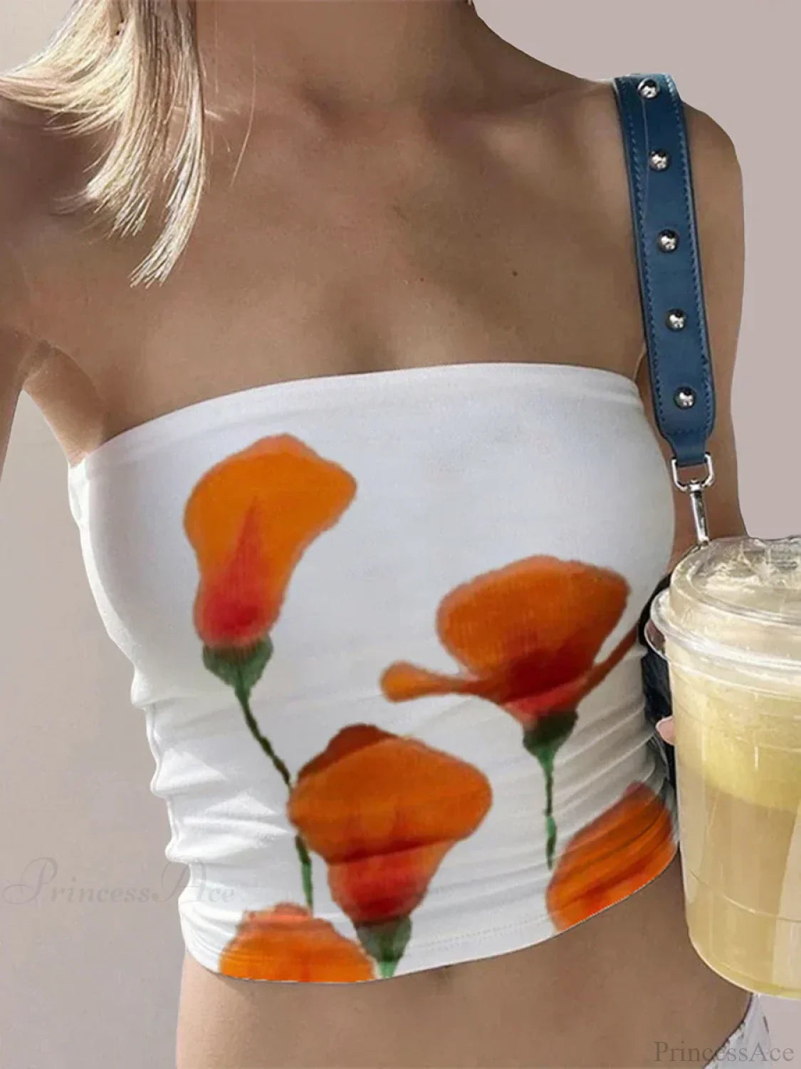 Floral Print Backless Strapless Cropped Bandeau Top image 3