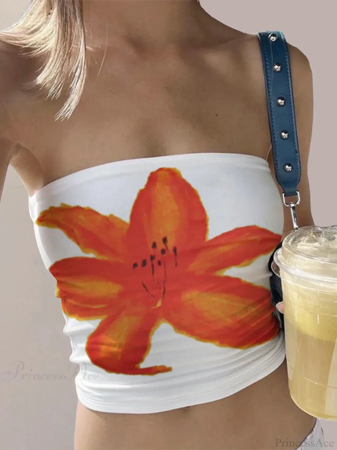 Floral Print Backless Strapless Cropped Bandeau Top image 2