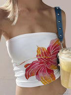 Floral Print Backless Strapless Cropped Bandeau Top image 6