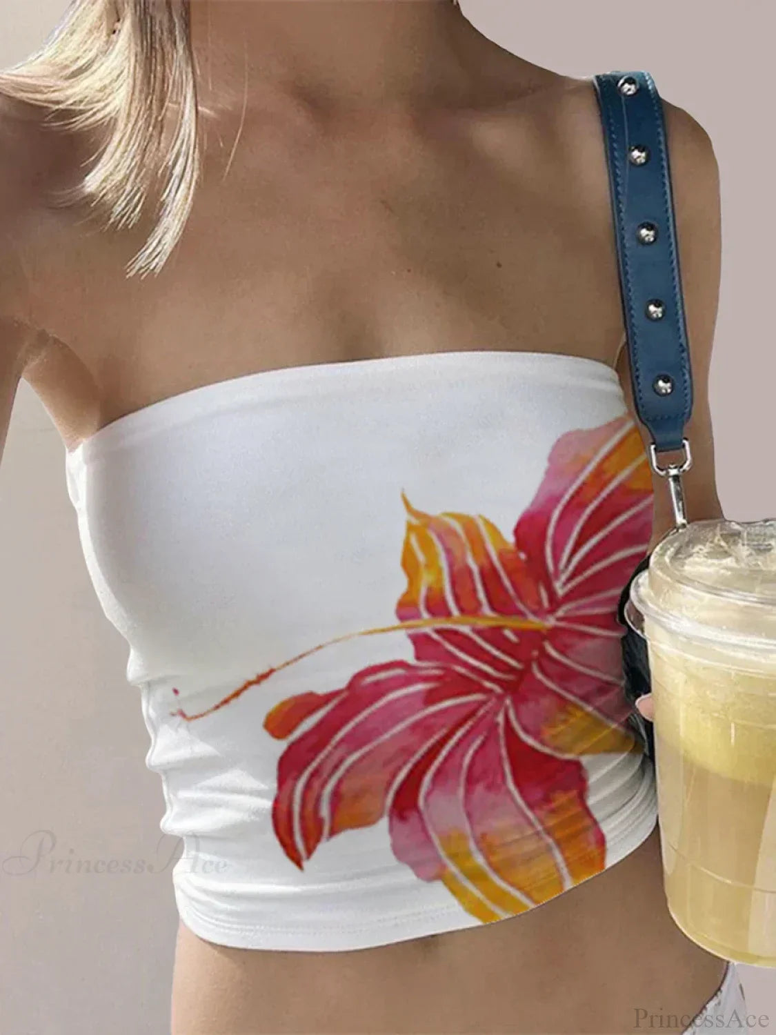 Floral Print Backless Strapless Cropped Bandeau Top image 6