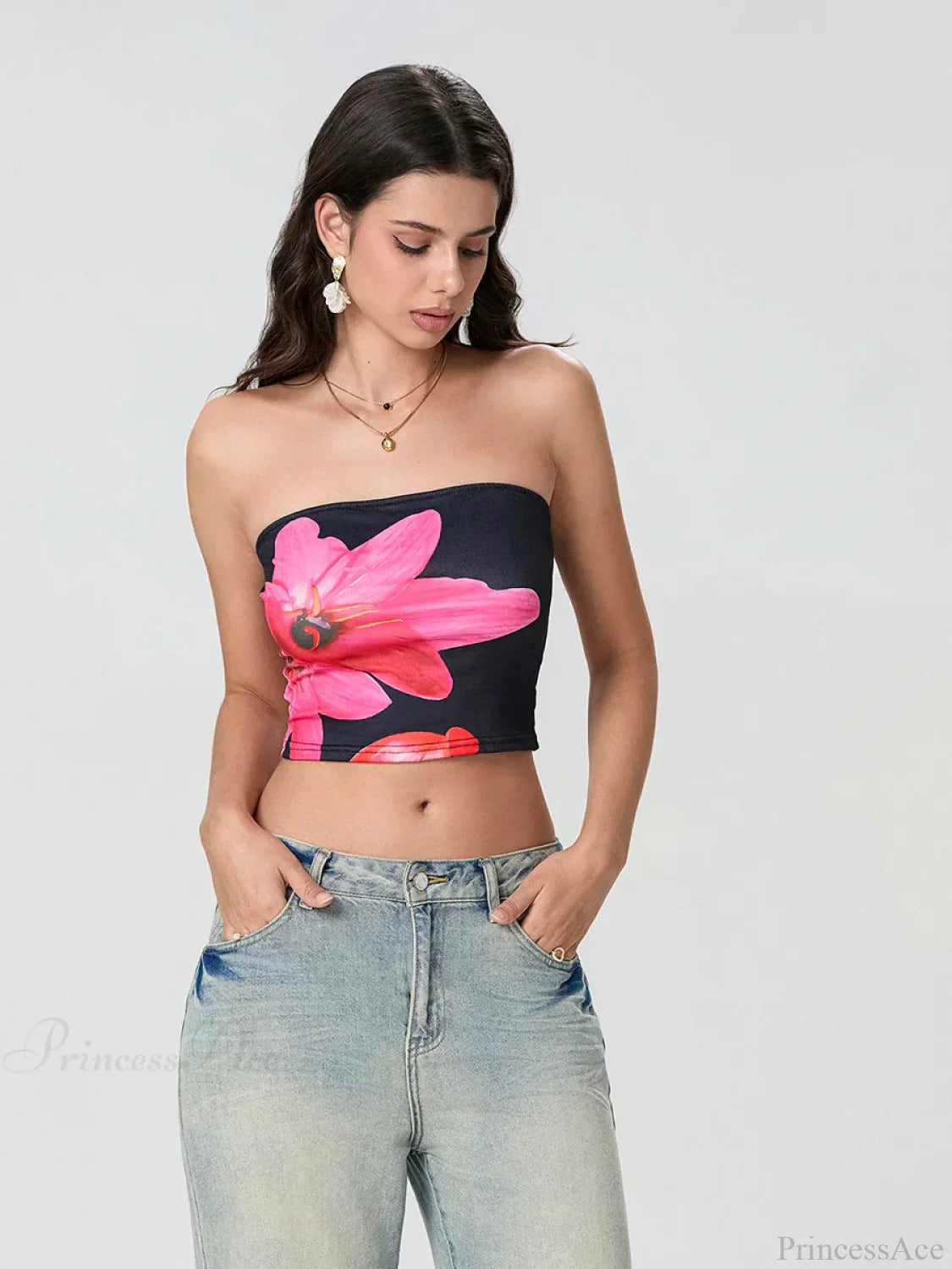 Floral Print Backless Strapless Cropped Tube Top Bandeau image 7