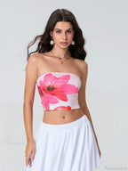 Floral Print Backless Strapless Cropped Tube Top Bandeau image 4