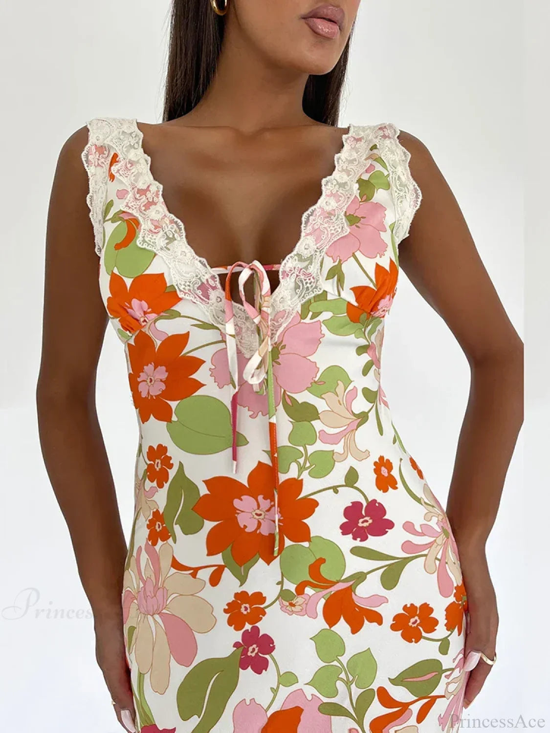 Floral Print Backless V-neck Bodycon Maxi Floral Dress image 5