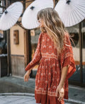 Floral Print Batwing Sleeve O-neck Summer Boho Dress image 1