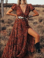 Floral Print Chiffon Boho Dress image 1