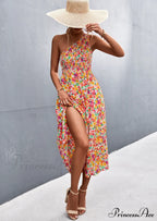 Floral Print Diagonal Shoulder Dress image 13