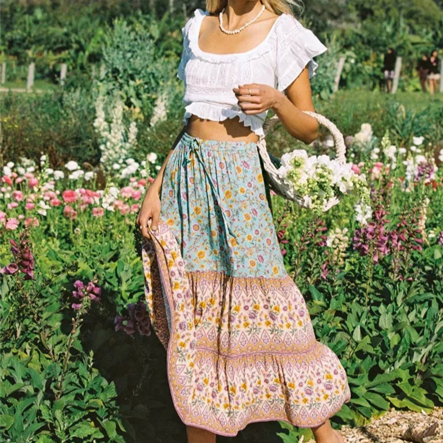 Floral Print Ethnic Beach Boho Rayon Skirt image 1