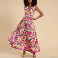 Floral Print High Waist Bohemian Beach Dress image 1