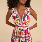 Floral Print High Waist Bohemian Beach Dress image 4