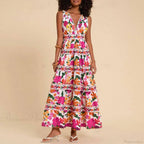 Floral Print High Waist Bohemian Beach Dress image 5