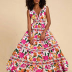 Floral Print High Waist Bohemian Beach Dress image 3