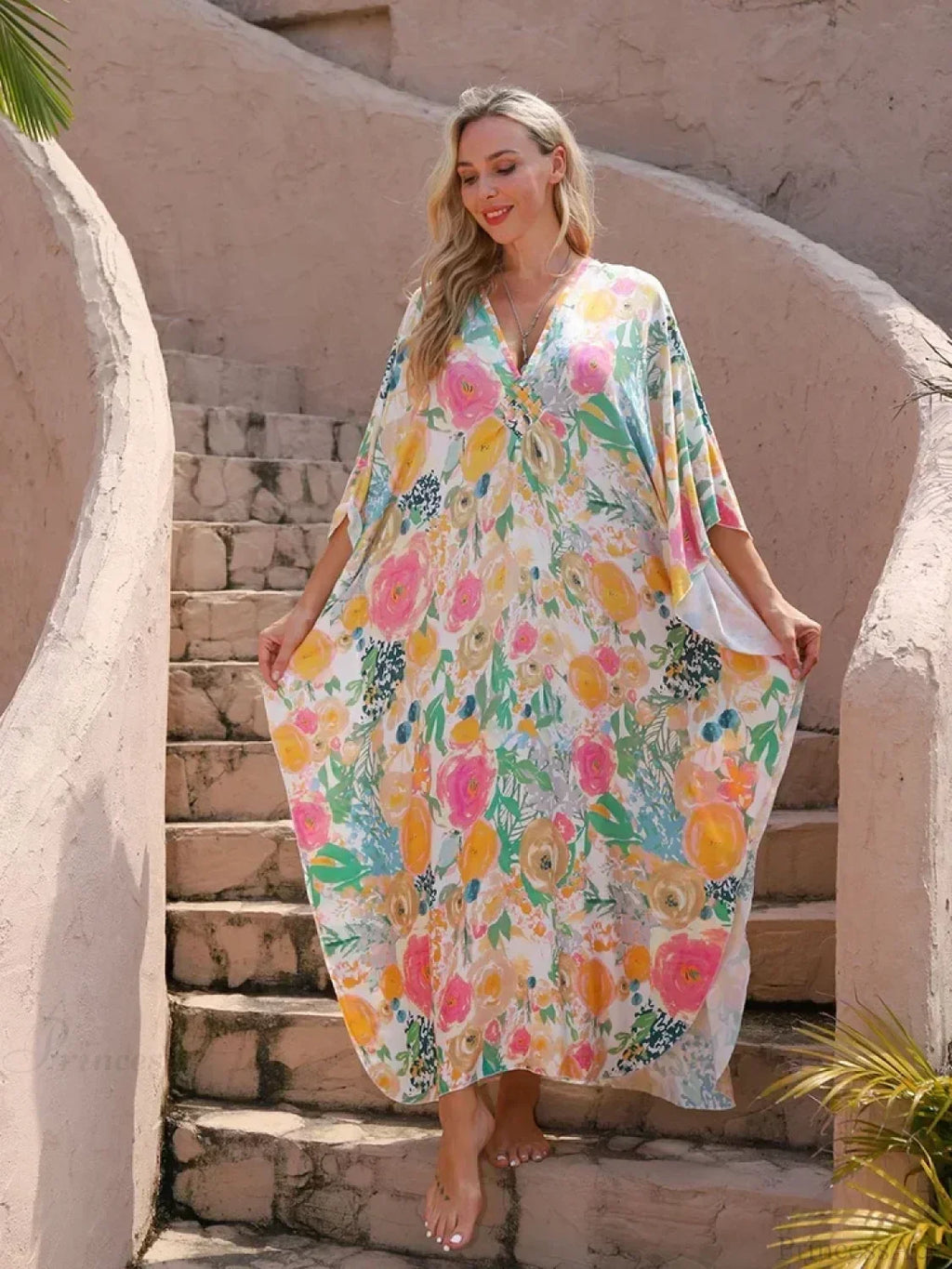 Floral Print Long Dress Cover Up image 1