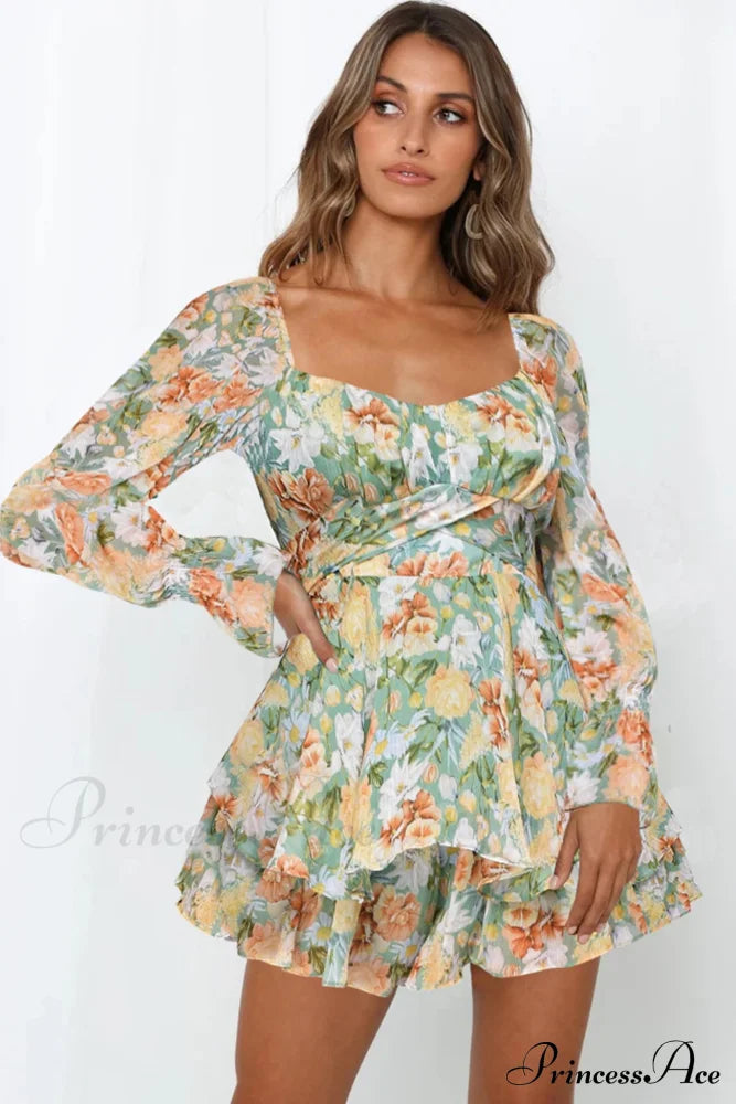 Floral Print Long Sleeve Ruffled Skirt Trousers image 6