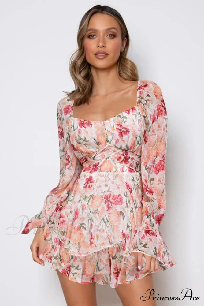 Floral Print Long Sleeve Ruffled Skirt Trousers image 9