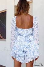 Floral Print Long Sleeve Ruffled Skirt Trousers image 3