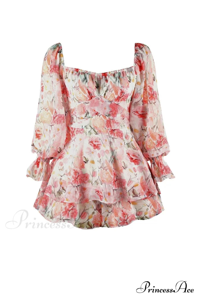 Floral Print Long Sleeve Ruffled Skirt Trousers image 11