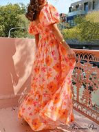 Floral Puff Sleeve Smocked Maxi Dress image 2