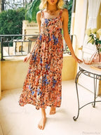 Floral Print Sleeveless Backless Rayon Vacation Maxi Boho Dress image 1