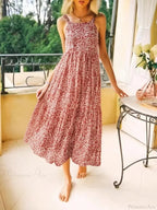 Floral Print Sleeveless Backless Rayon Vacation Maxi Boho Dress image 2