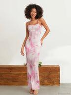 Floral Print Spaghetti Strap Bodycon Wrap Slip Sundress Floral Dress image 1