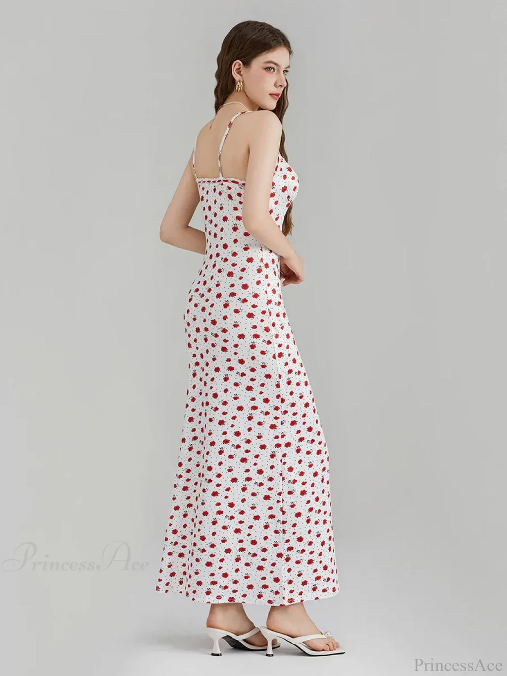 Floral Print Spaghetti Strap Ribbon Tie-Up Slip Vacation Floral Dress image 5