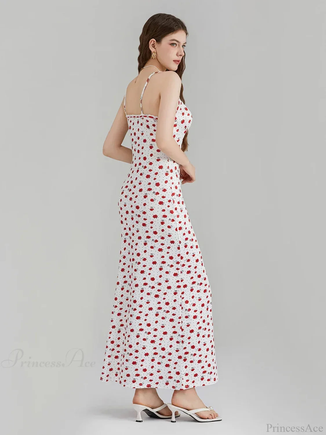 Floral Print Spaghetti Strap Ribbon Tie-Up Slip Vacation Floral Dress image 5