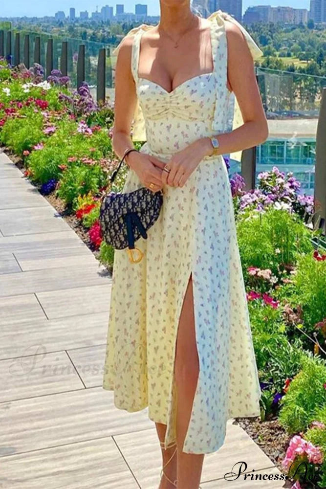 Floral Print Split Dress with Tie-Straps image 7