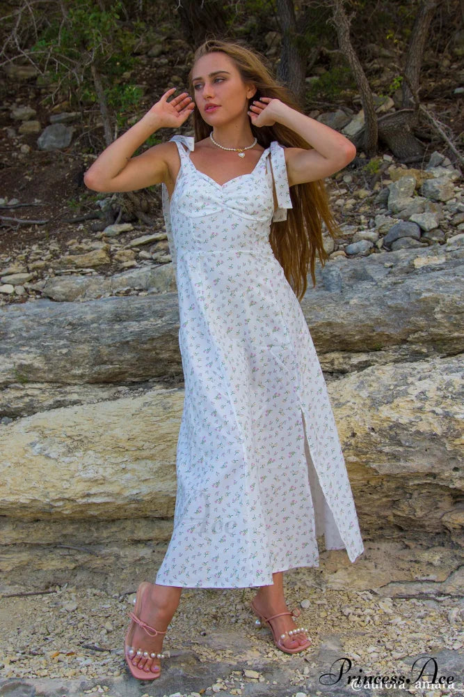 Floral Print Split Dress with Tie-Straps image 3