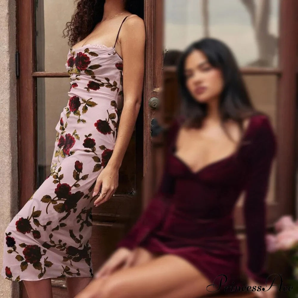 Floral Print Strappy Charming Back Tie-Up Midi Dress image 9