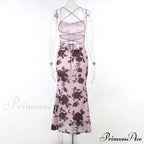 Floral Print Strappy Charming Back Tie-Up Midi Dress image 12