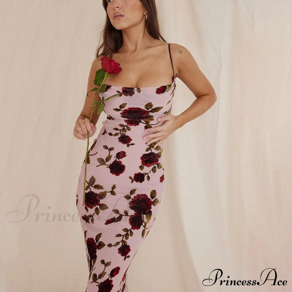 Floral Print Strappy Charming Back Tie-Up Midi Dress image 7