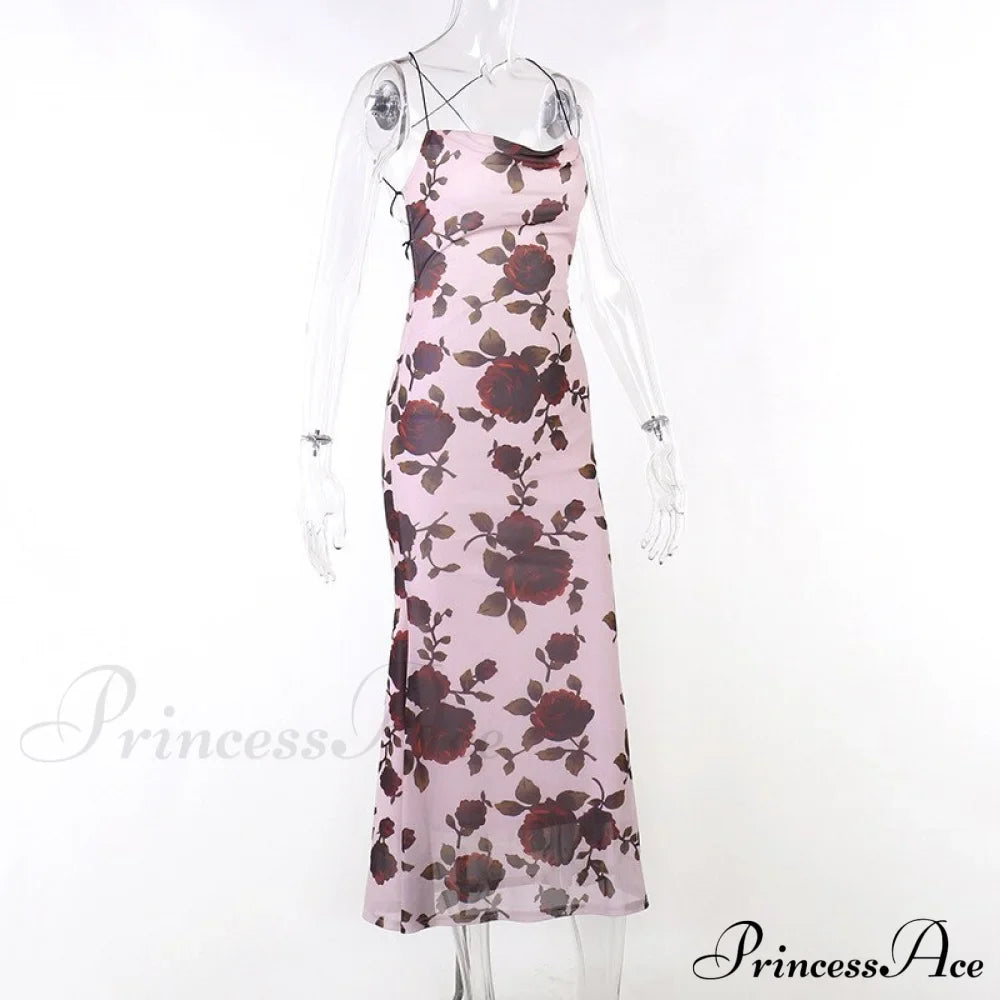 Floral Print Strappy Charming Back Tie-Up Midi Dress image 11